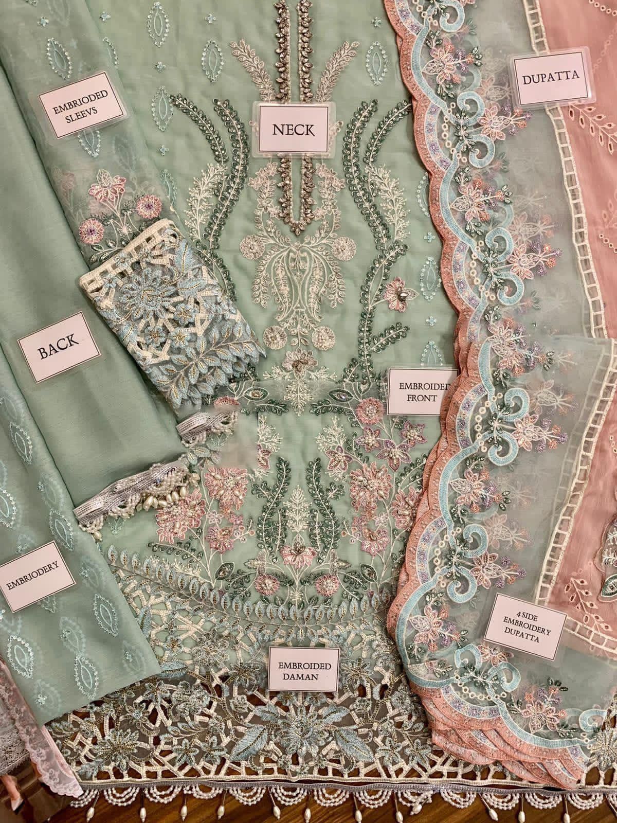 Wedding wear chiffon embroidered suit for women