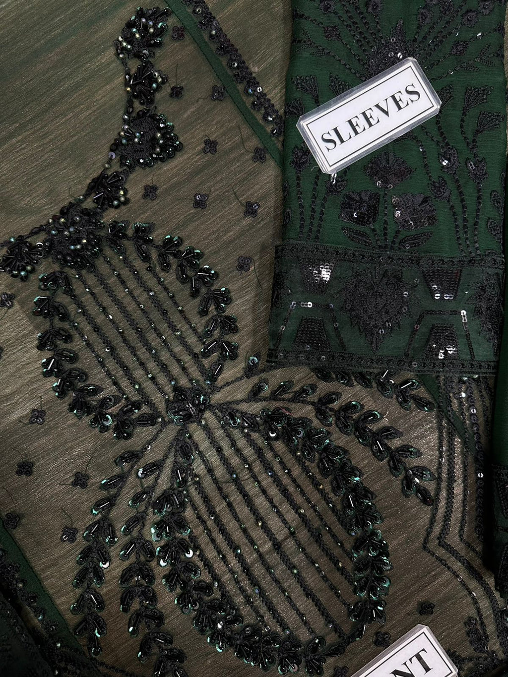Chiffon Embroidered Unstitched 3-Piece Suit with Silk Trouser | Luxury Sequence Work | Party & Wedding Wear