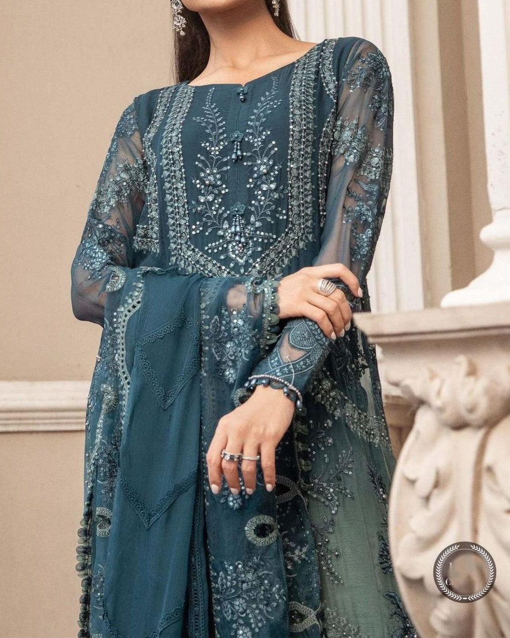 Elegant Chiffon Embroidered Birdal Dress – Couture Collection
