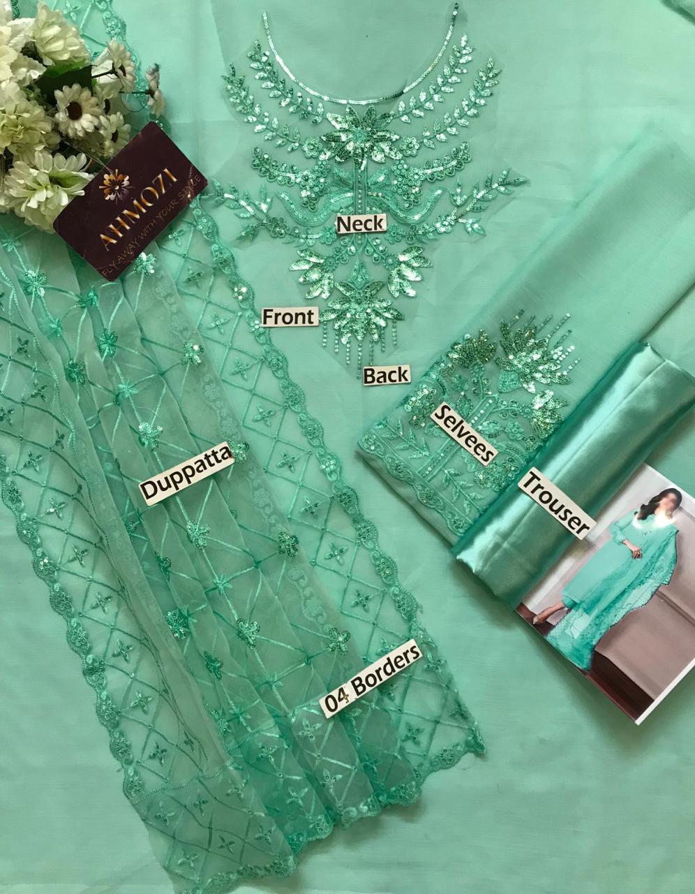 Elegant organza dupatta with heavy embroidery and tassels for women suit
