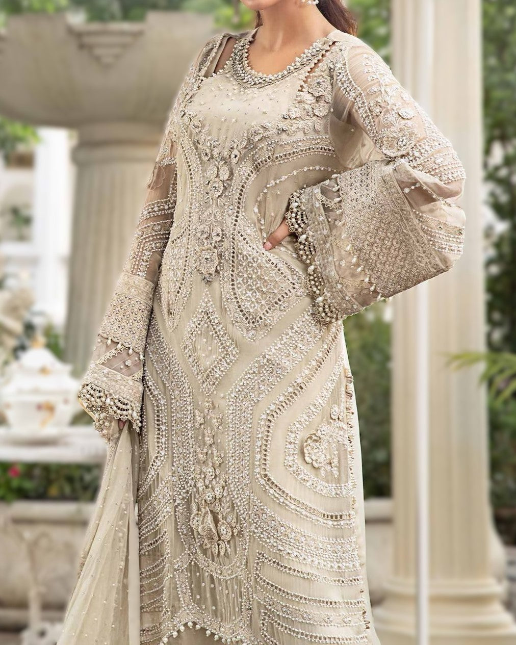 Premium Luxury Chiffon Embroidered Bridal Suit
