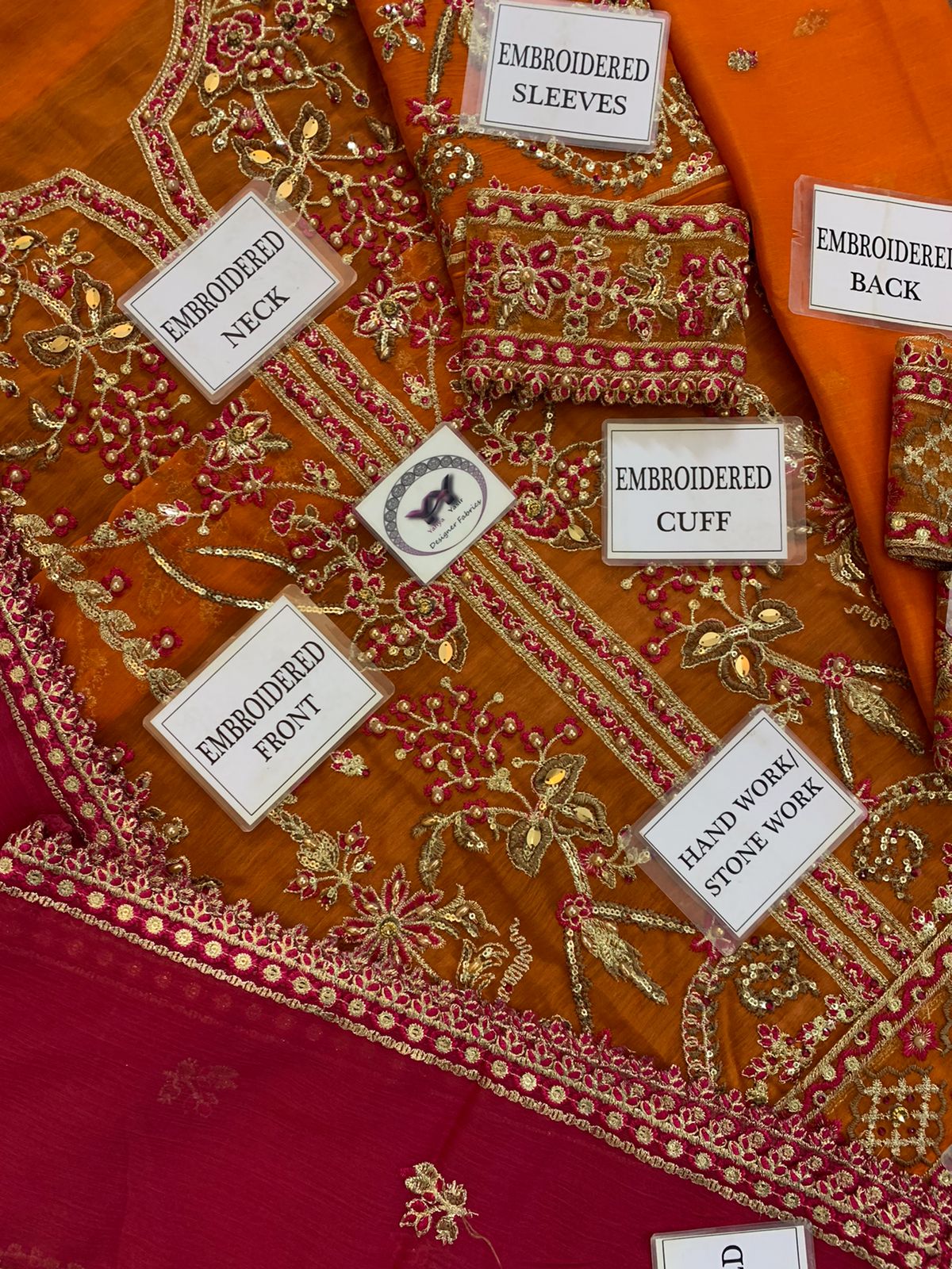 Luxury chiffon embroidered suit with handwork and dupatta – Festive Collection