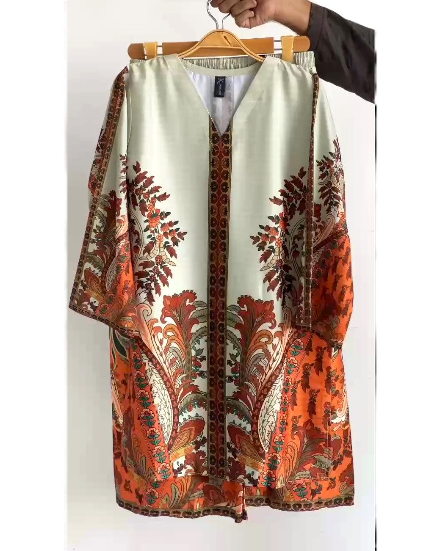 Stitched 2 piece printed summer outfit for women in premium grip fabric