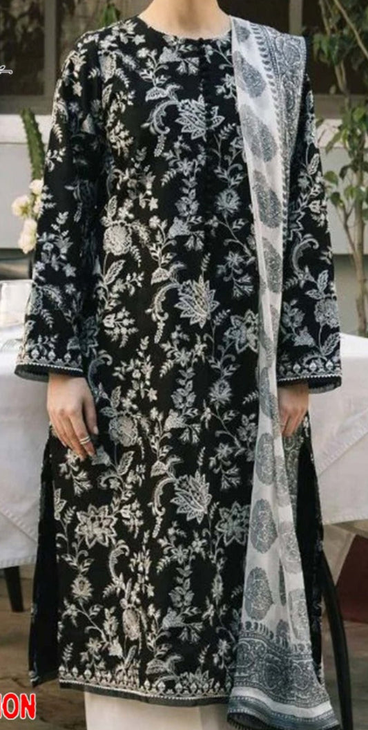 Premium 3PC Embroidered Lawn Suit – Summer Collection 2025
