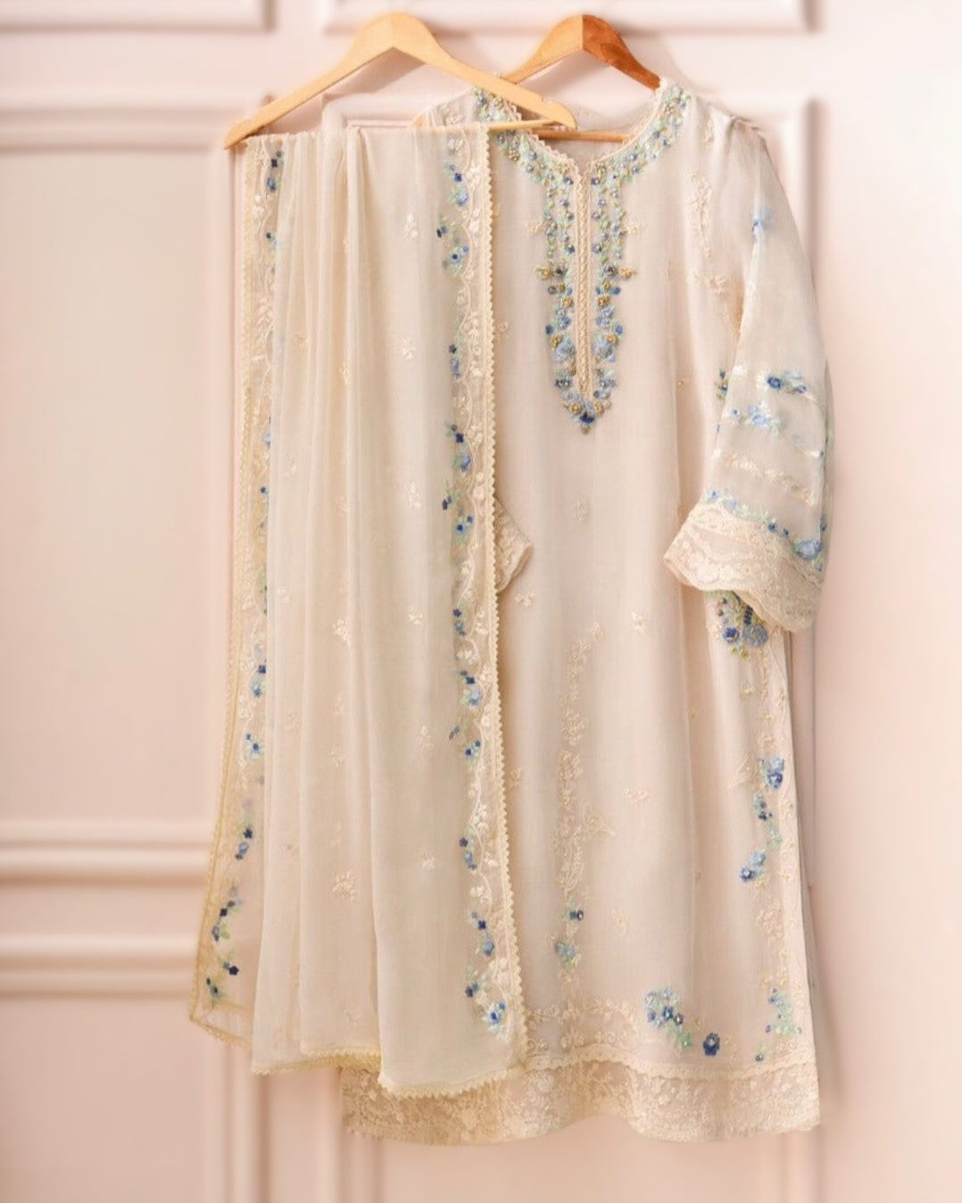 "Heavy Embroidered Chiffon Suit with Spangle Work Front and Dupatta "
"Organza Sleeves with Embroidered Borders and Dyed Malai Trouser – Agha Noor Collection 2025"
"Luxury Chiffon Dupatta with Full Embroidery and Elegant Party Wear Outfit"