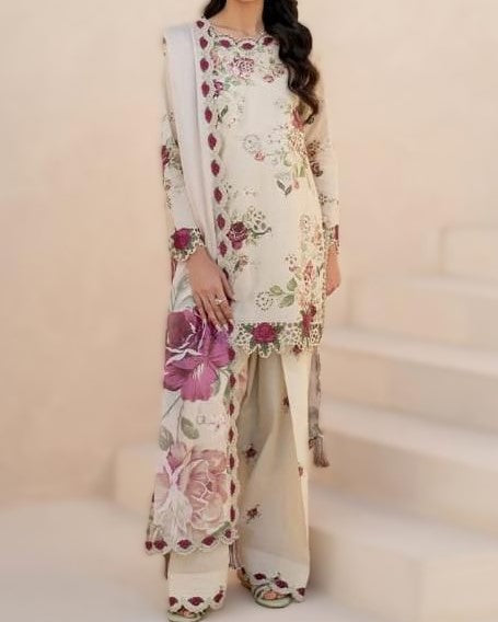 "Elegant Embroidered Lawn Suit with Chiffon Dupatta and Cutwork Lace – buyfromdanish.com"
"Printed Lawn Outfit with Embroidered Neck Patch and Heavy Daman Border – 2025 Collection"
"Stylish Chiffon Dupatta with Embroidered Cutwork and Cambric Trouser – Graceful Lawn Suit"