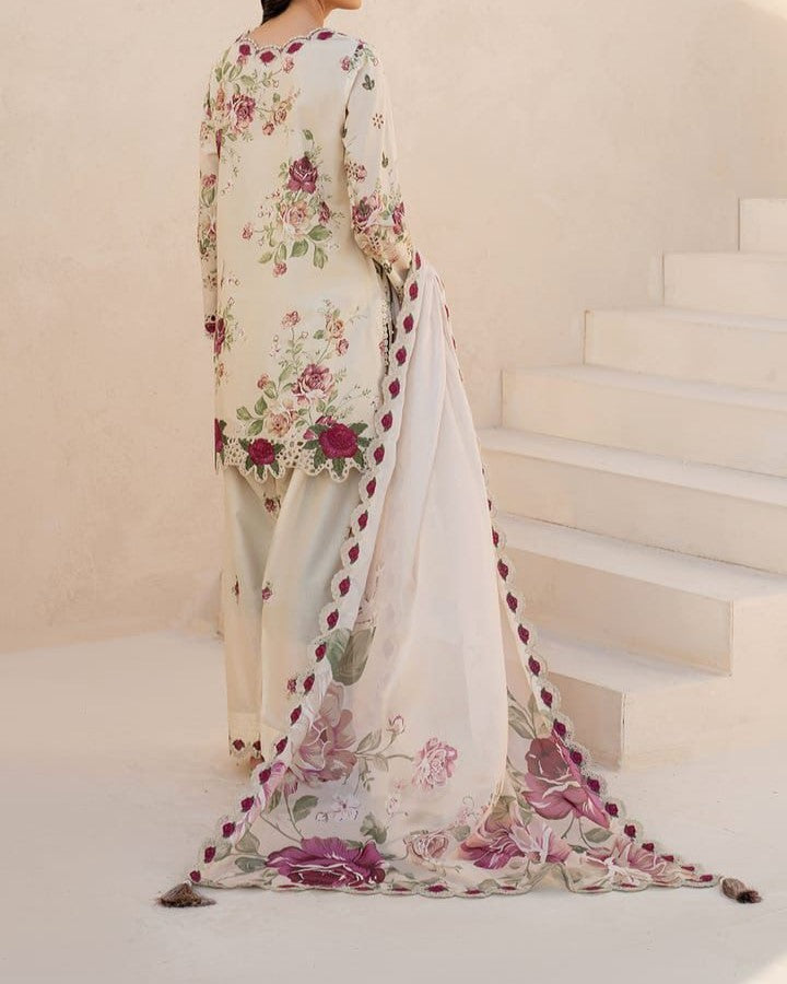 Elegant Embroidered Lawn Suit with Chiffon Dupatta
