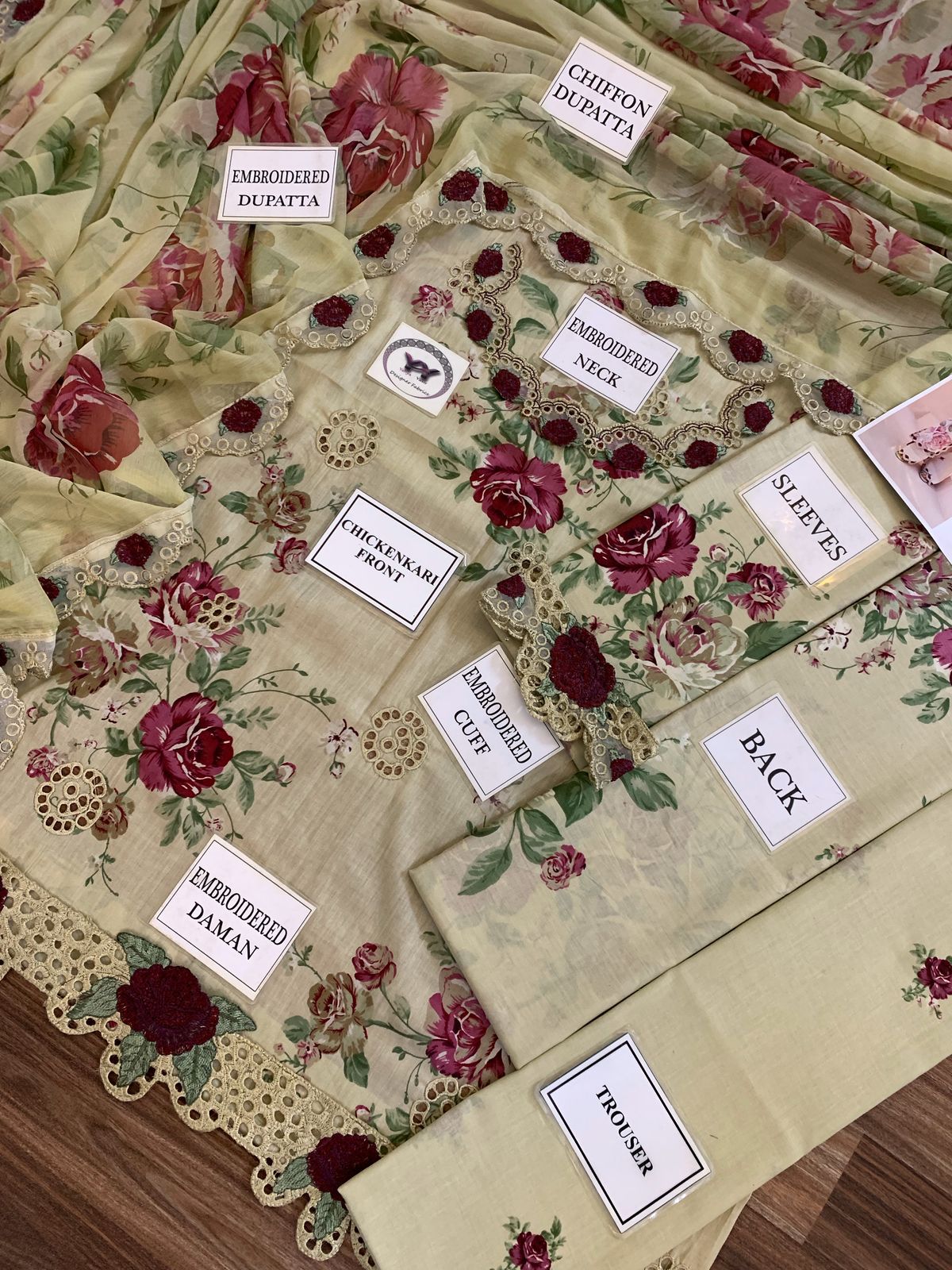 Elegant Embroidered Lawn Suit with Chiffon Dupatta