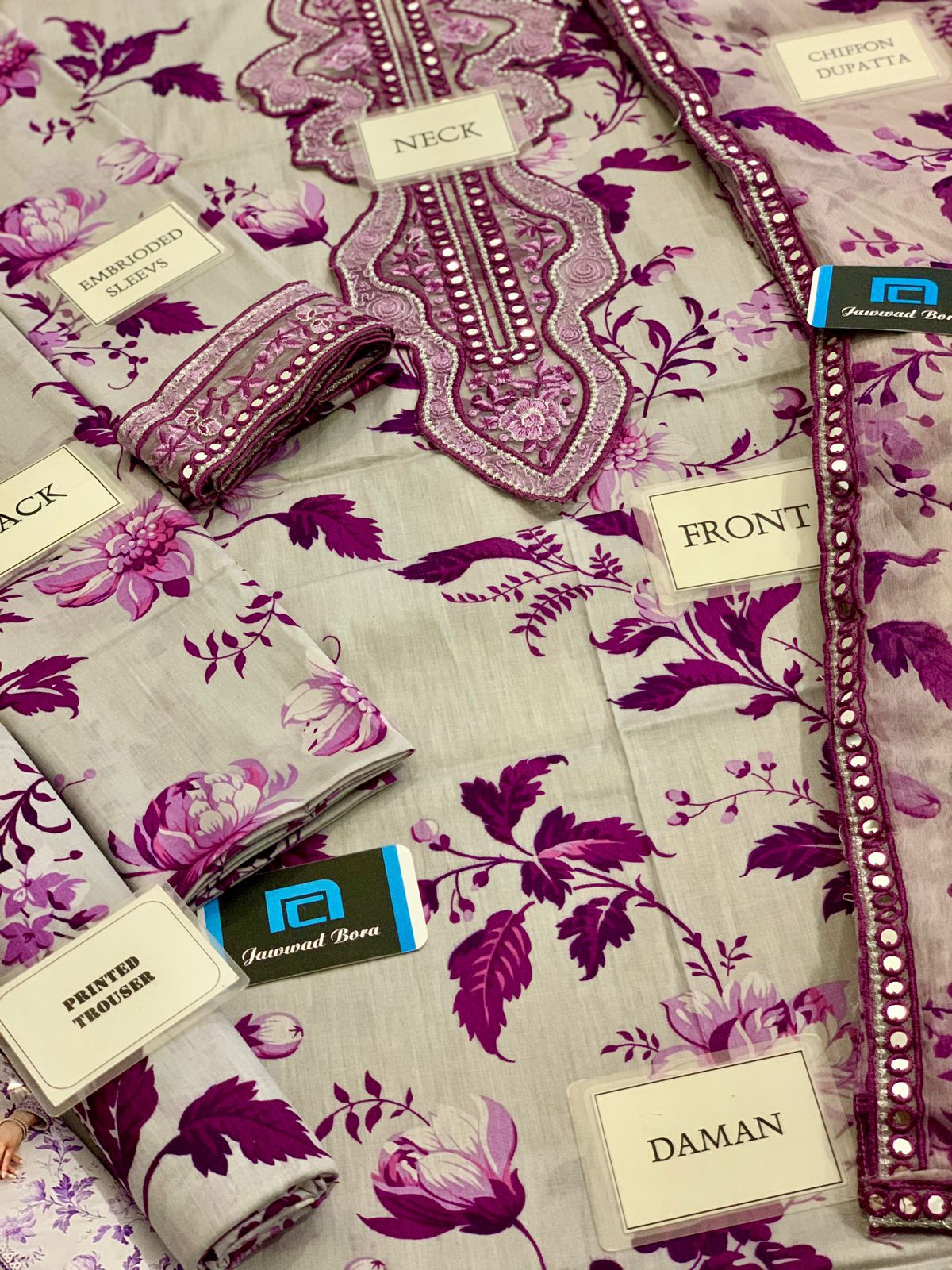 Premium Embroidered Lawn Suit with Chiffon Dupatta