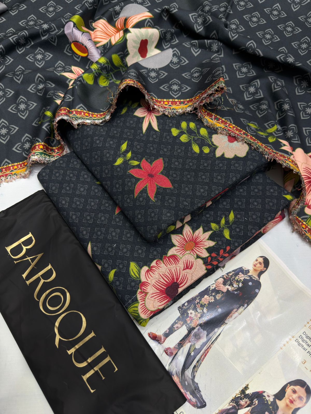 premium karandi digital print shirt front back sleeves
digital printed karandi dupatta winter collection