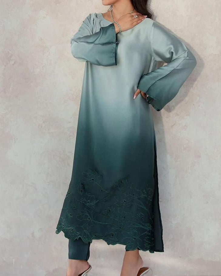 tie and dye printed shamooz silk 3 piece suit