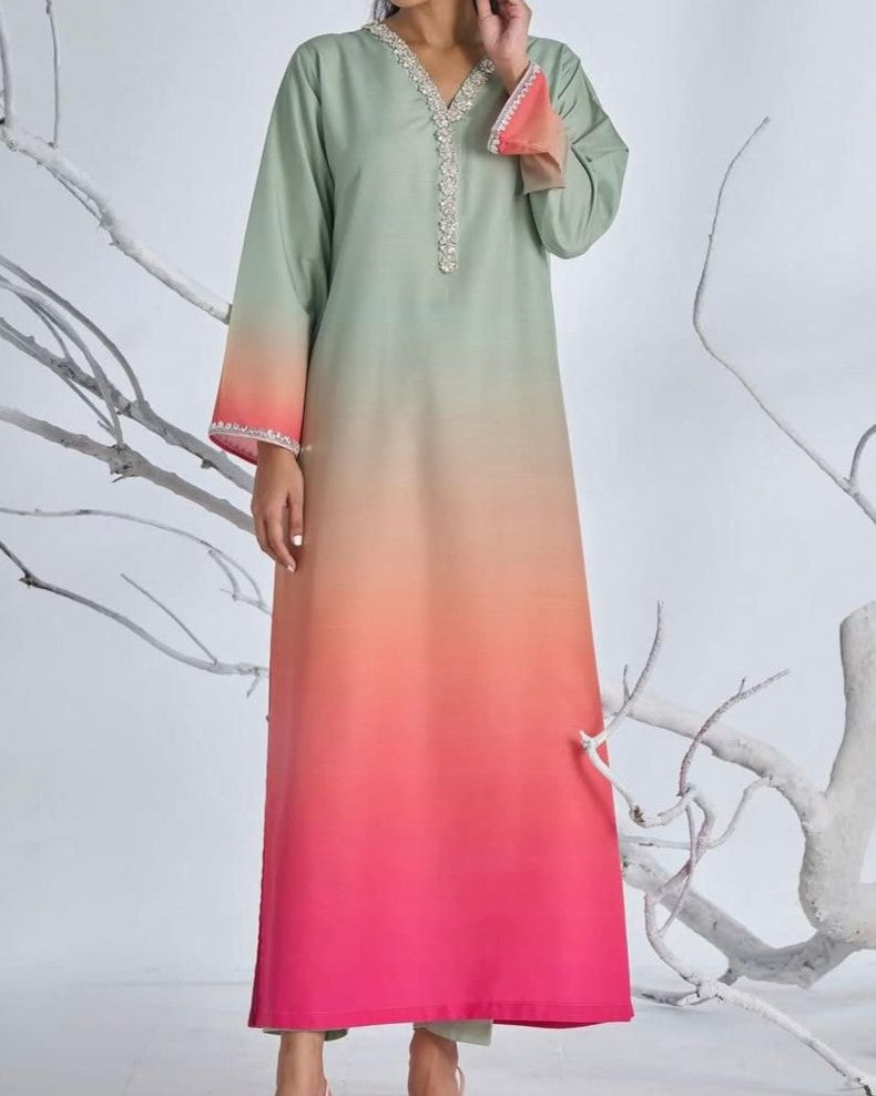 tie and dye printed shamooz silk 3 piece suit