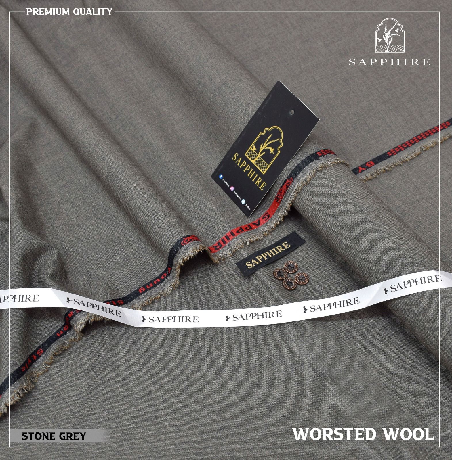 "Premium Men’s Winter Wool Fabric – 3D Black Thread Combination – buyfromdanish.com"
"Sapphire Men’s Winter Fabric with Fancy Metal Buttons and Collar Tag – 10 Colors Available"
"High-Quality Men’s Winter Fabric with Original Packing, Woven Stamp & Inlay Card"