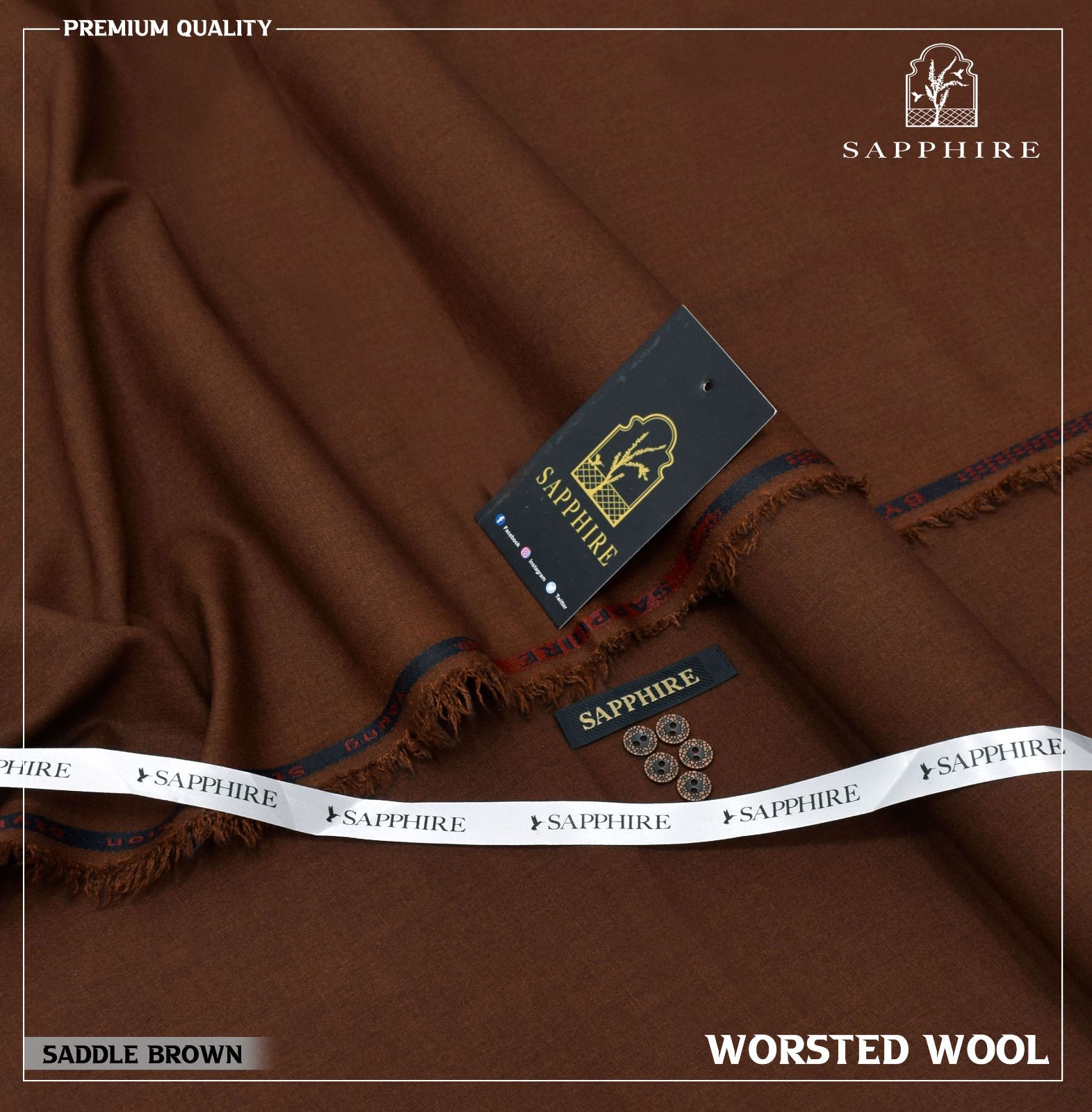 "Premium Men’s Winter Wool Fabric – 3D Black Thread Combination – buyfromdanish.com"
"Sapphire Men’s Winter Fabric with Fancy Metal Buttons and Collar Tag – 10 Colors Available"
"High-Quality Men’s Winter Fabric with Original Packing, Woven Stamp & Inlay Card"