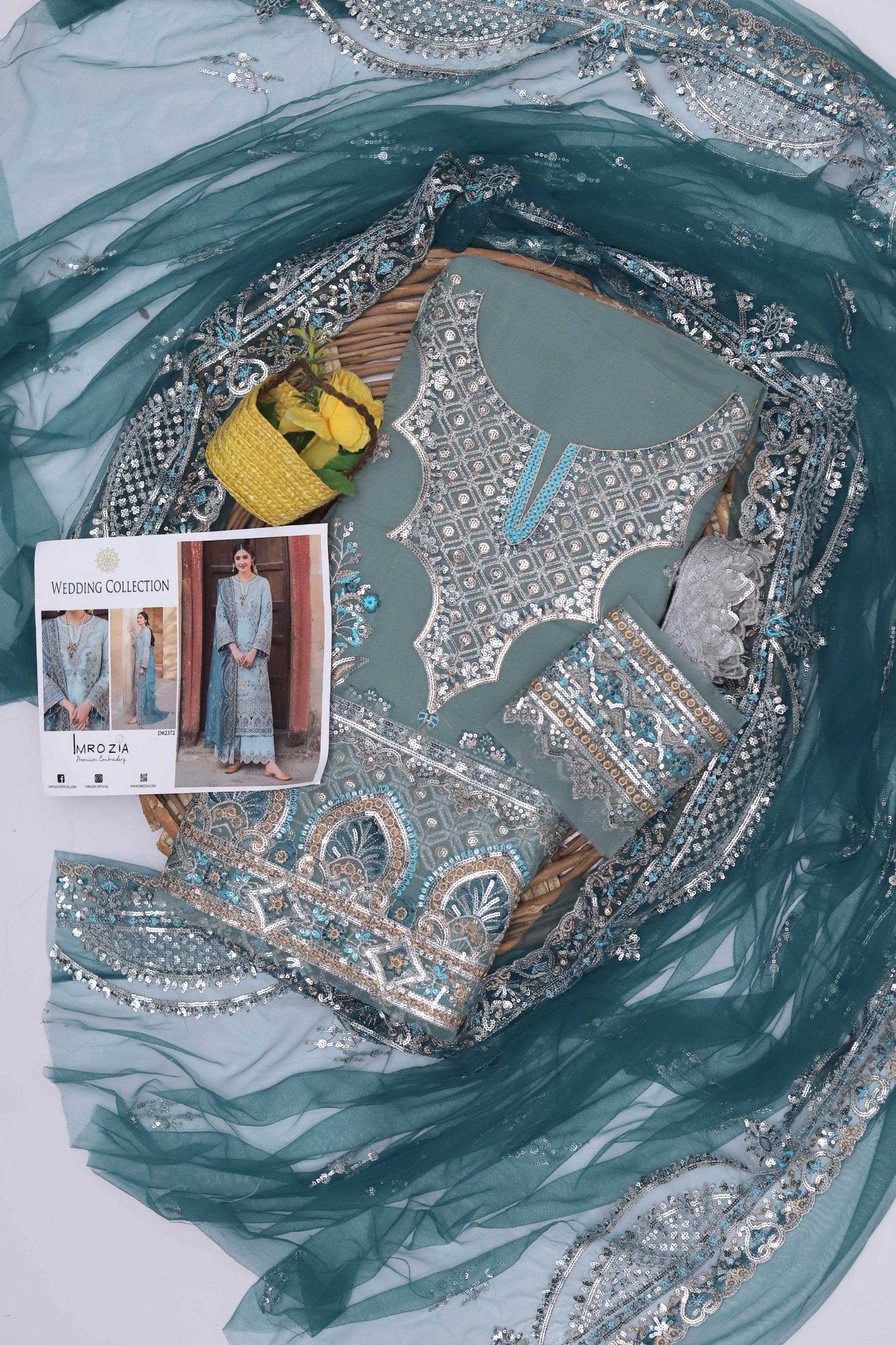 Luxury Wedding & Party Wear Embroidered Organza Suit