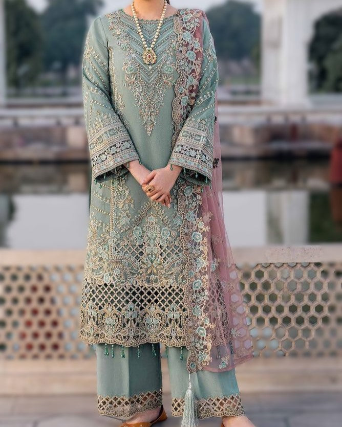 "Luxury Wedding Party Wear Organza Suit with Embroidered Sequins and Silk Trouser "
"Embroidered Organza Front, Sleeves, Borders with Cutwork Dupatta – Party Wear Collection 2025"
"Elegant Wedding Organza Suit with Sequins Detailing and PK Raw Silk Trouser"