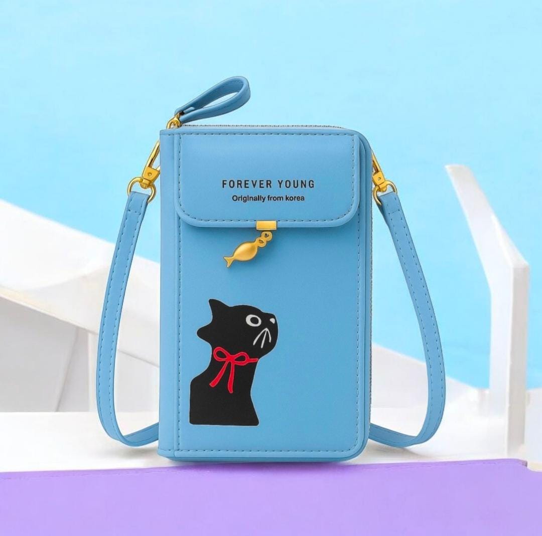 "Stylish Ladies Hand Clutch with Top Zipper – Spacious with Card and Mobile Holder"