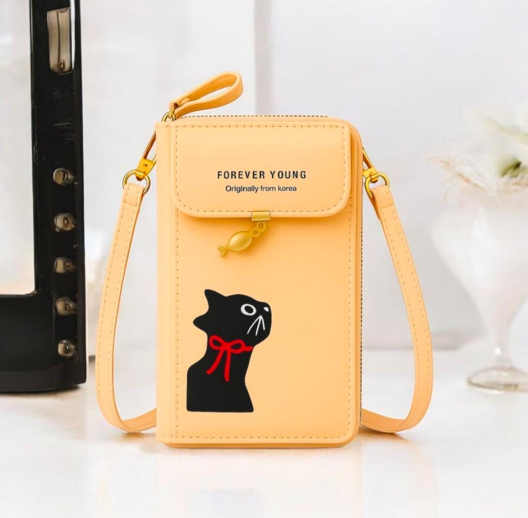 "Stylish Ladies Hand Clutch with Top Zipper – Spacious with Card and Mobile Holder"