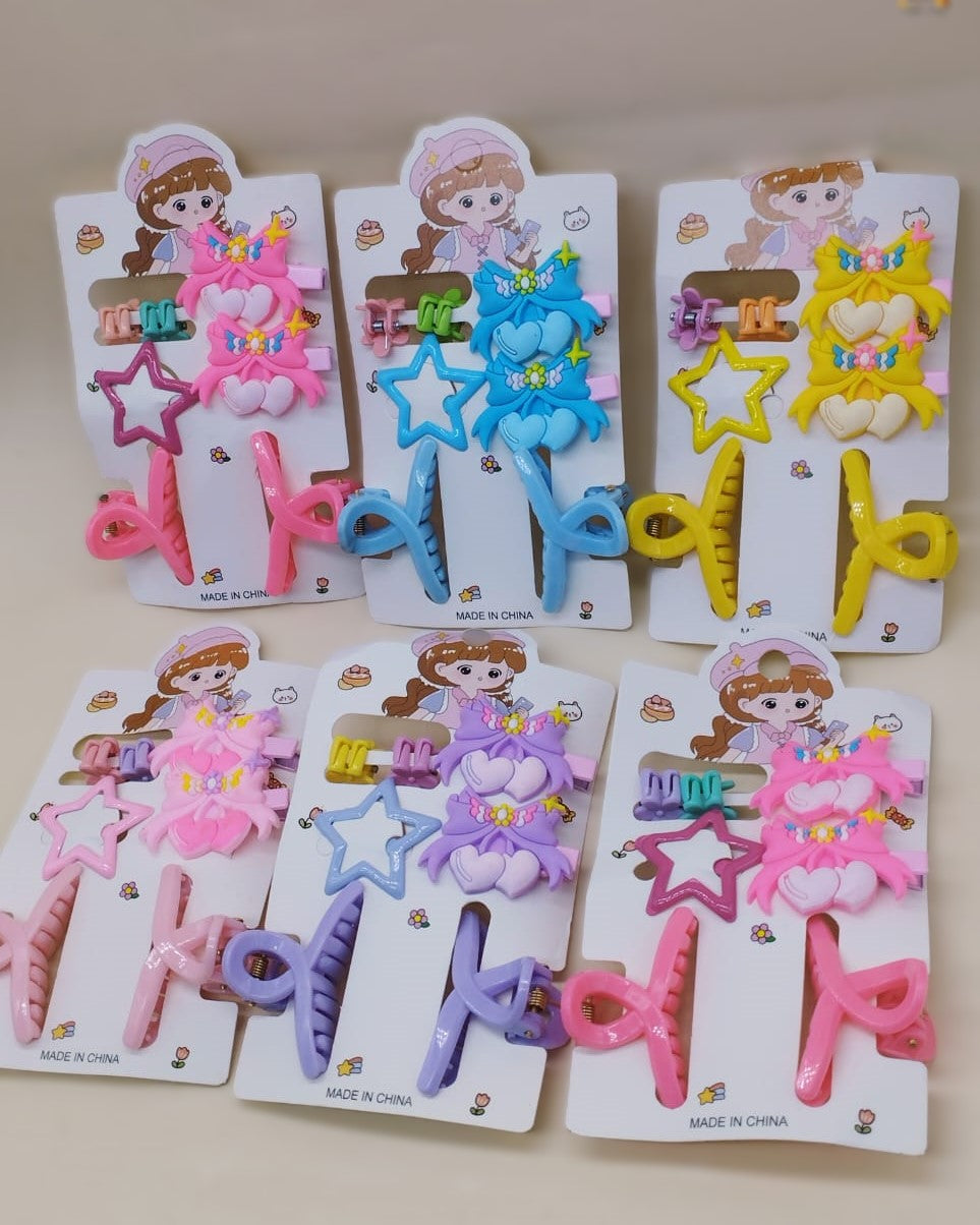 Kids Hair Accessories Collection | Premium 6-Card Set – Soft & Stylish