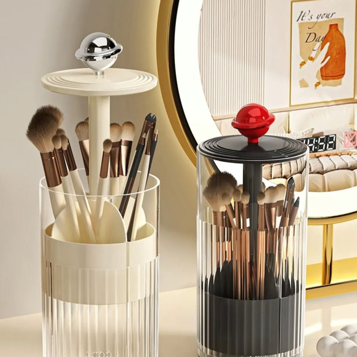 Popup makeup brush holder stylish and durable cosmetic brush organizer Pakistan