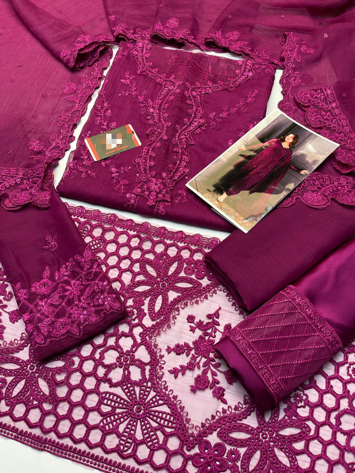 Luxury chiffon embroidered suit with silk trouser – buyfromdanish.com