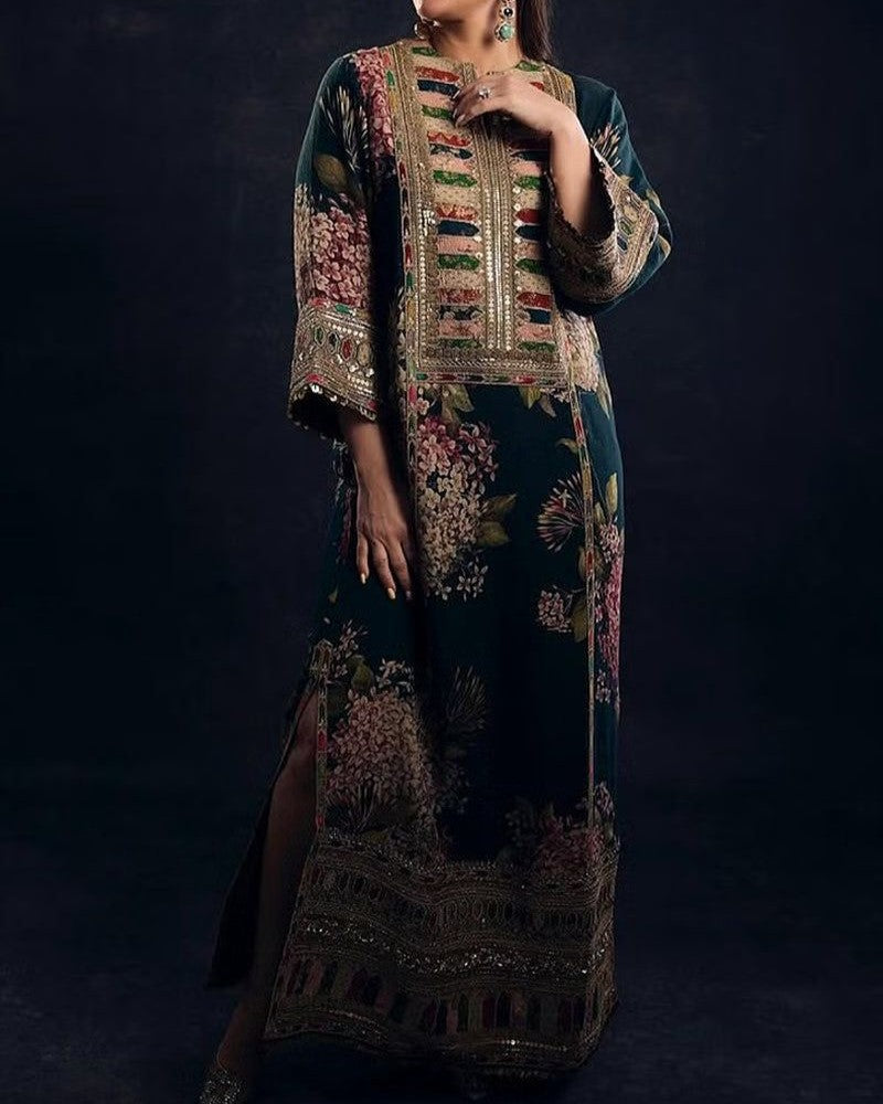 Silk embroidered border patch and shamoz silk digital print design – buyfromdanish.com