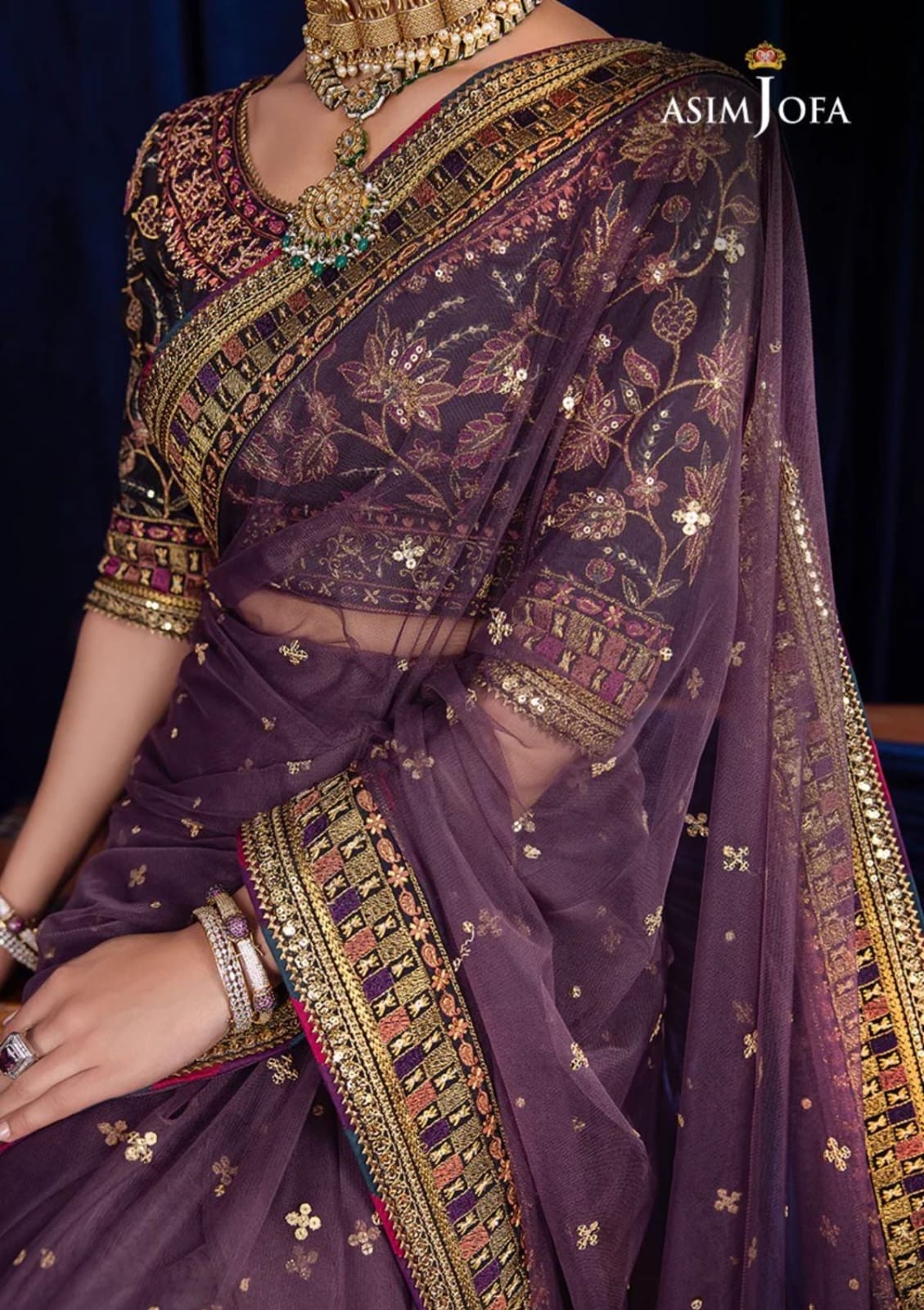 Net embroidered saree with silk blouse, peti coat and trouser – festive premium collection - buyfromdanish.com