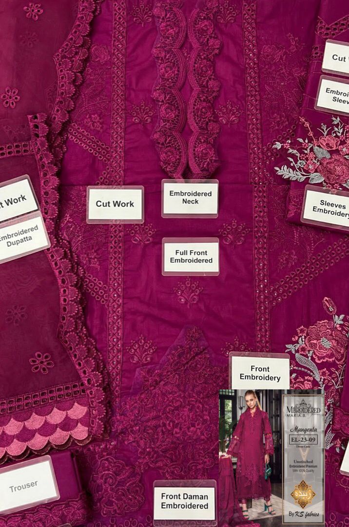 Heavy embroidered chikankari front with neck embroidery