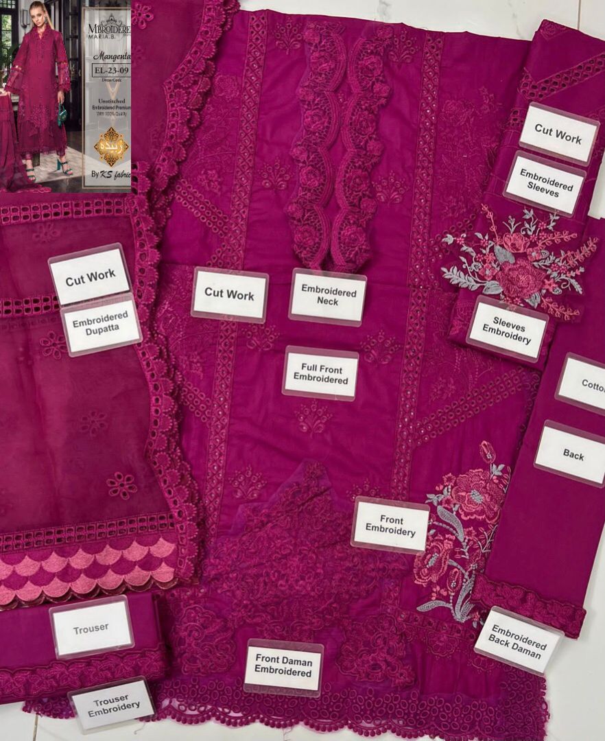 Heavy embroidered chikankari front with neck embroidery