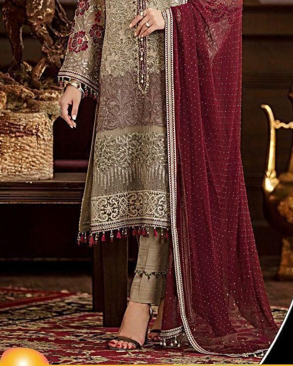 Premium Chiffon Embroidered 3-Piece Suit