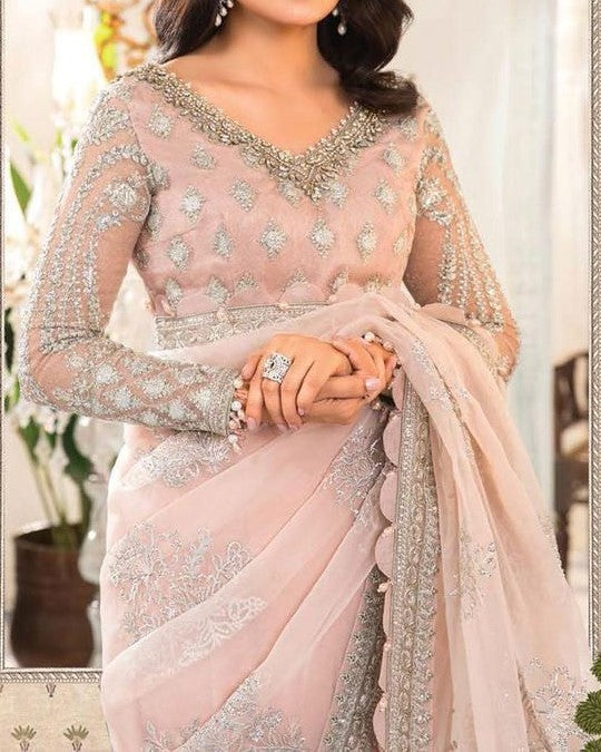 Luxury Net Embroidered Saree with Spangle Work