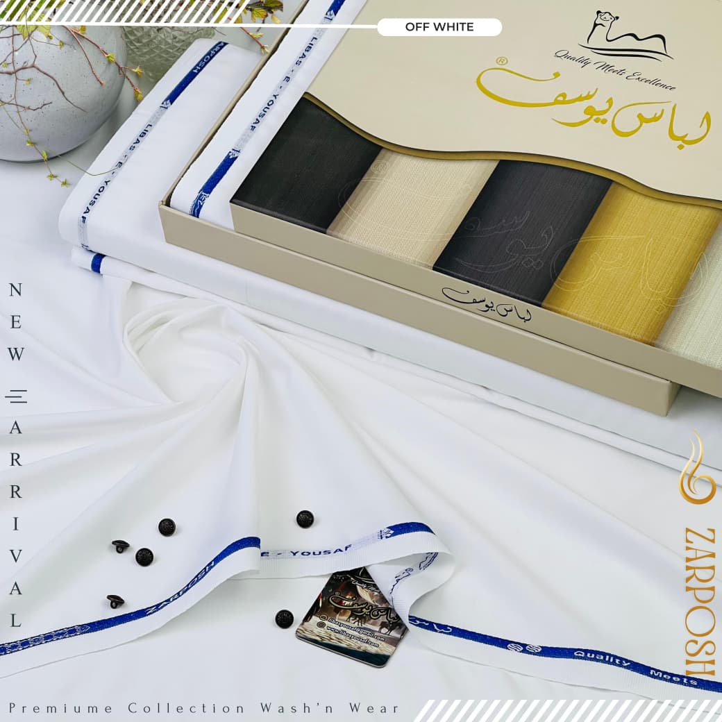 Premium winter wash and wear fabric for men extra wide unstitched suit with buttons in Pakistan