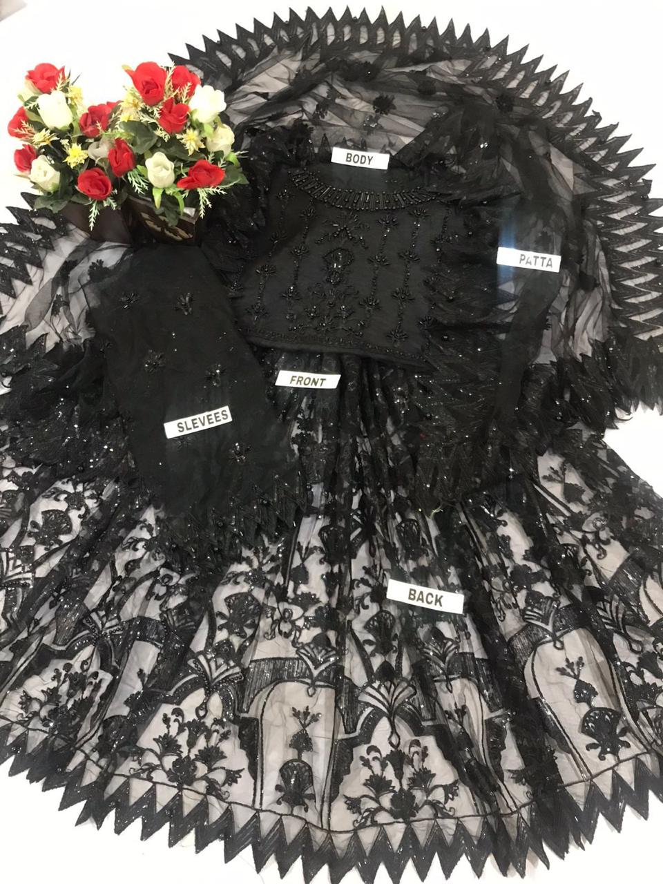 Black Beauty Maxi Luxury Embroidered Net Collection