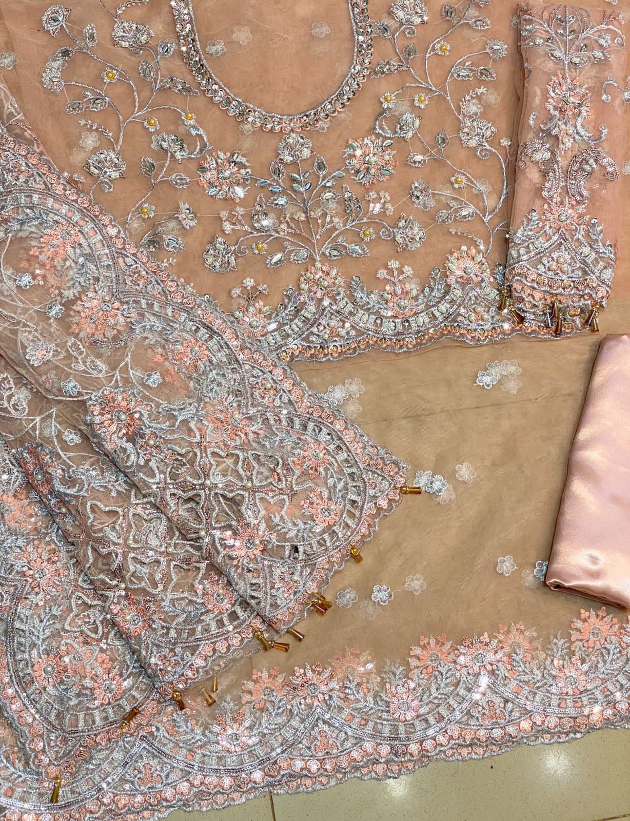 Exclusive Luxury Saree – Embroidered Net & Silk Collection