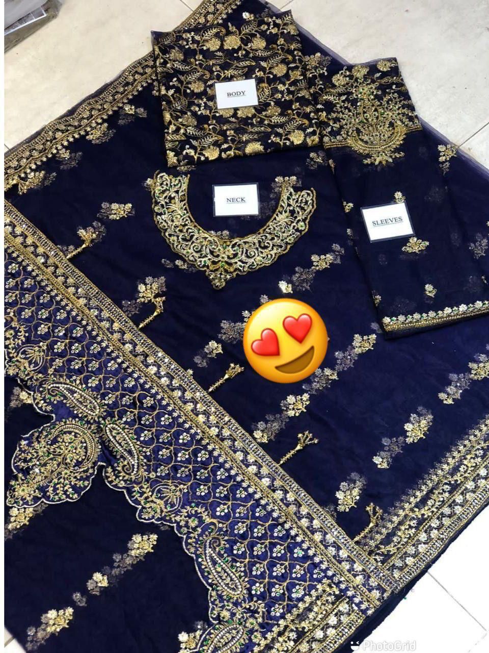 Luxury wedding saree – net saree with heavy embroidery, sequence work, stone hand embellishment, embroidered silk pallu with tassels – buyfromdanish.com