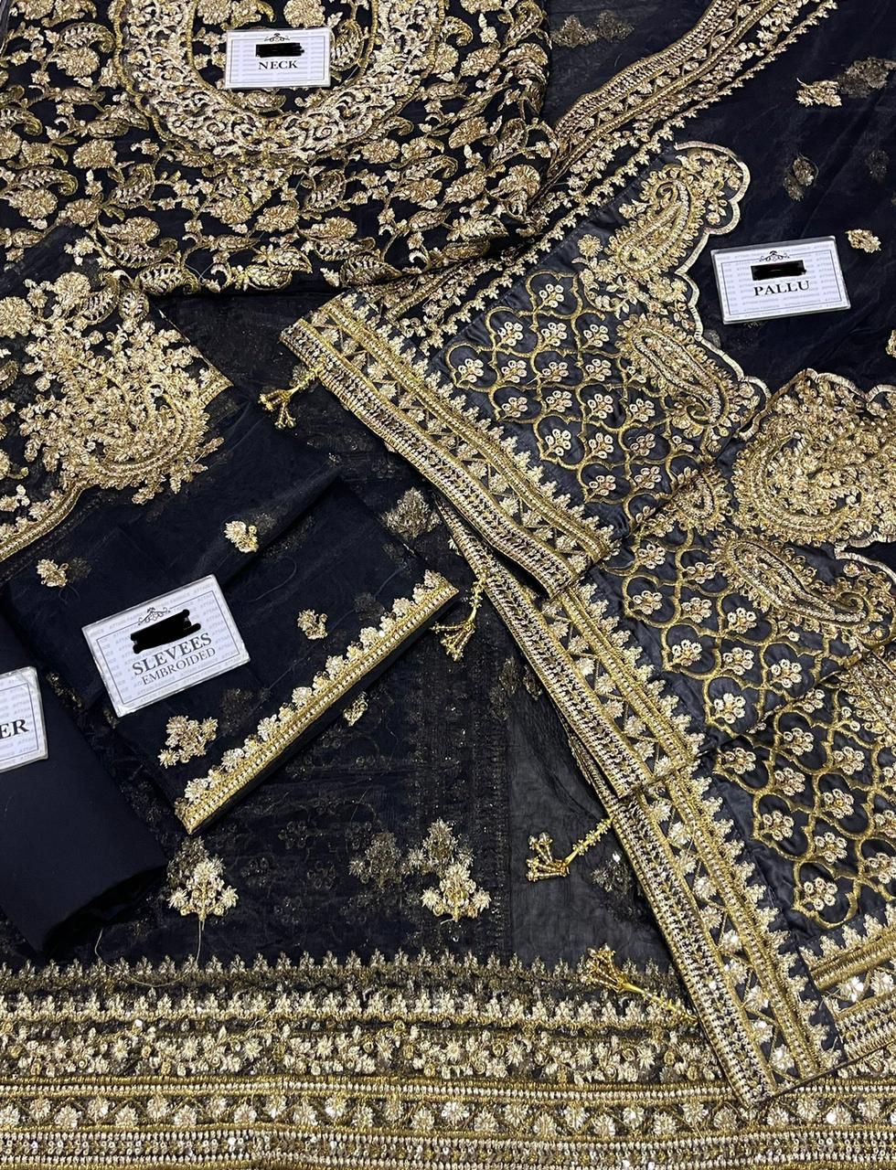 Luxury Wedding Saree – Embroidered Net & Silk Collection