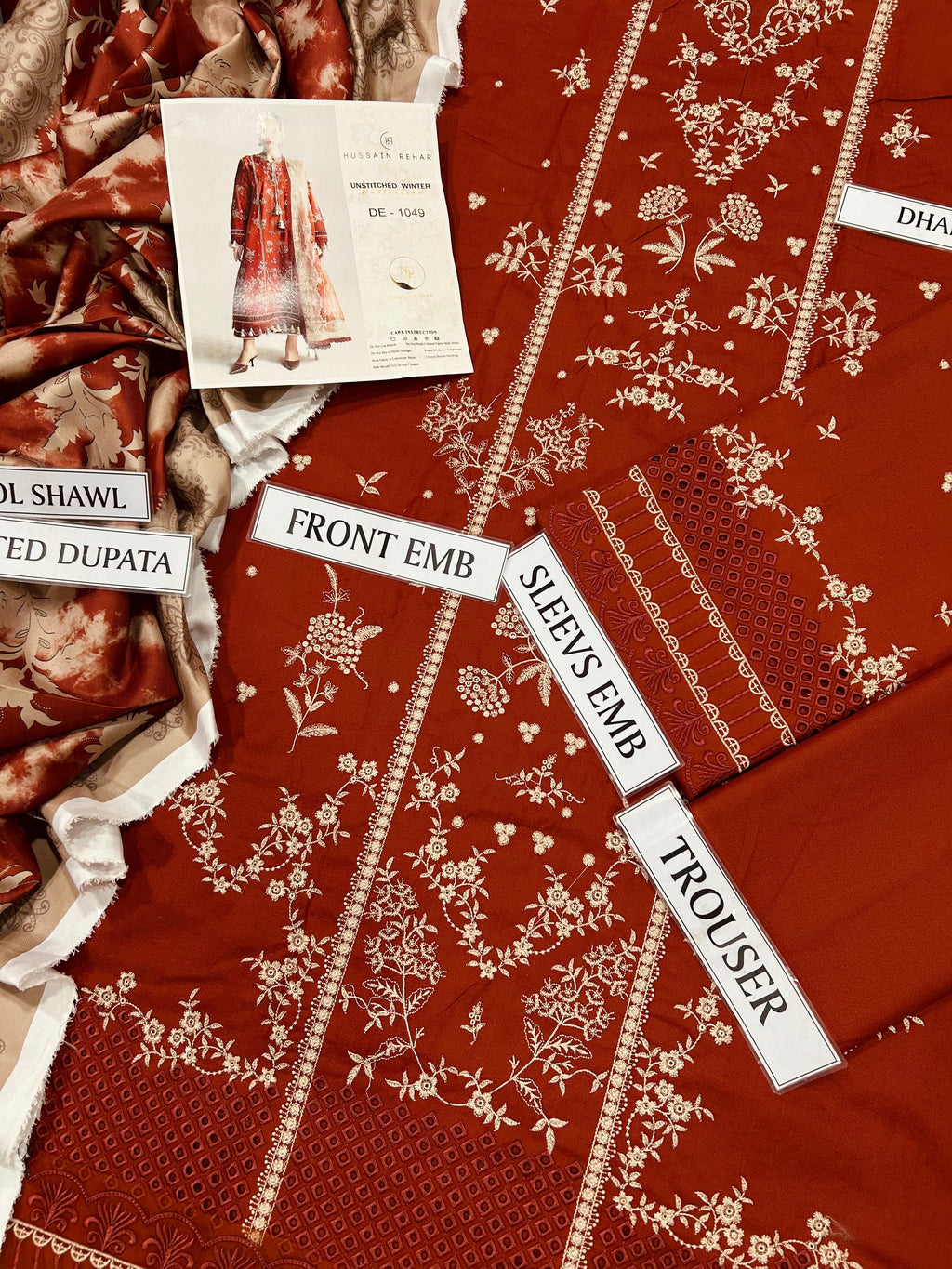 Premium 3PC Dhanak embroidered winter suit with digital printed pashmina wool shawl – Winter Collection 2025/26