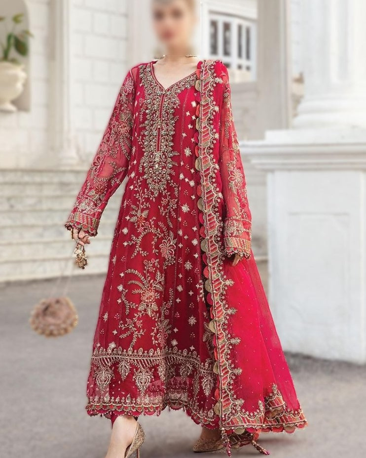 Luxury chiffon suit Pakistan, chiffon embroidered outfit 2025, chiffon wedding dress with sequins, Pakistani chiffon embroidered dupatta suit, semi-pure chiffon embroidered dress