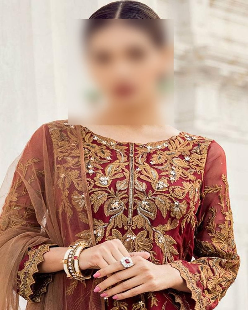 Luxury Chiffon Suit with Heavy Net Embroidered Dupatta