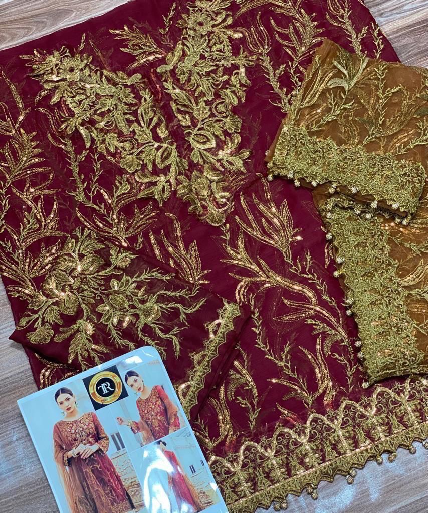 Chiffon embroidered dress Pakistan, chiffon suit with net dupatta, wedding chiffon embroidered outfit, Pakistani chiffon party wear 2025, pearl embroidered chiffon dress