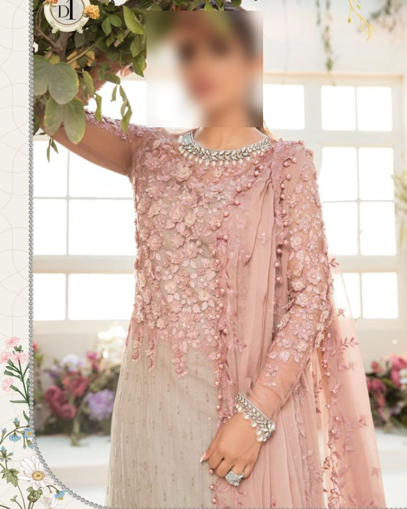 Wedding Edition &amp; Eid Collection MD 963 – Embroidered Chiffon Outfit with 3D Floral Handwork