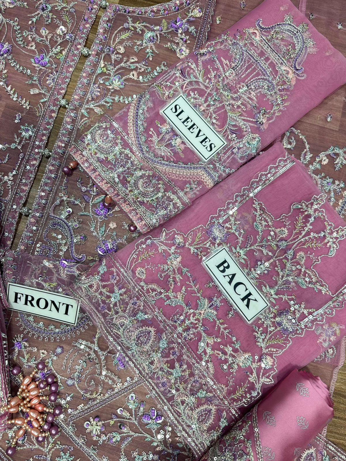 Premium Organza Outfit with Printed Silk Trouser and Dupatta