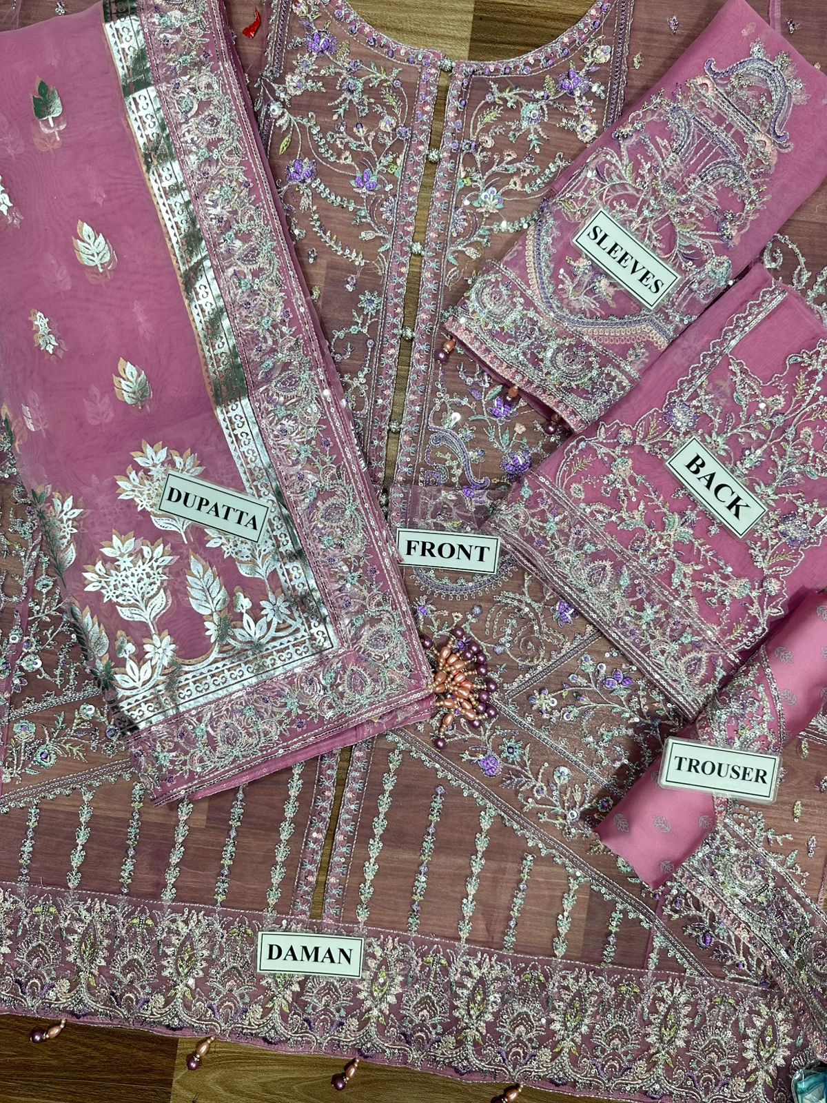 Premium Organza Outfit with Printed Silk Trouser and Dupatta