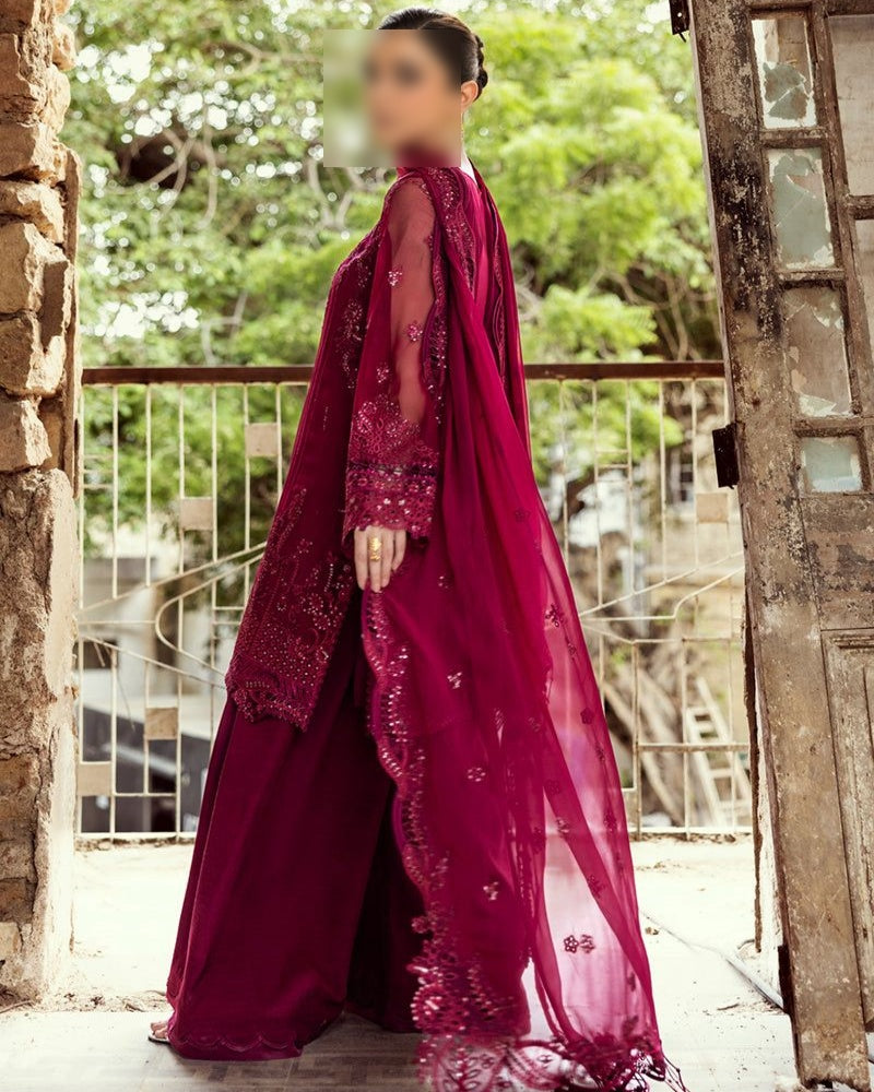Luxury Chiffon Dress 2025 with Heavy Embroidery and Hand Adda Work