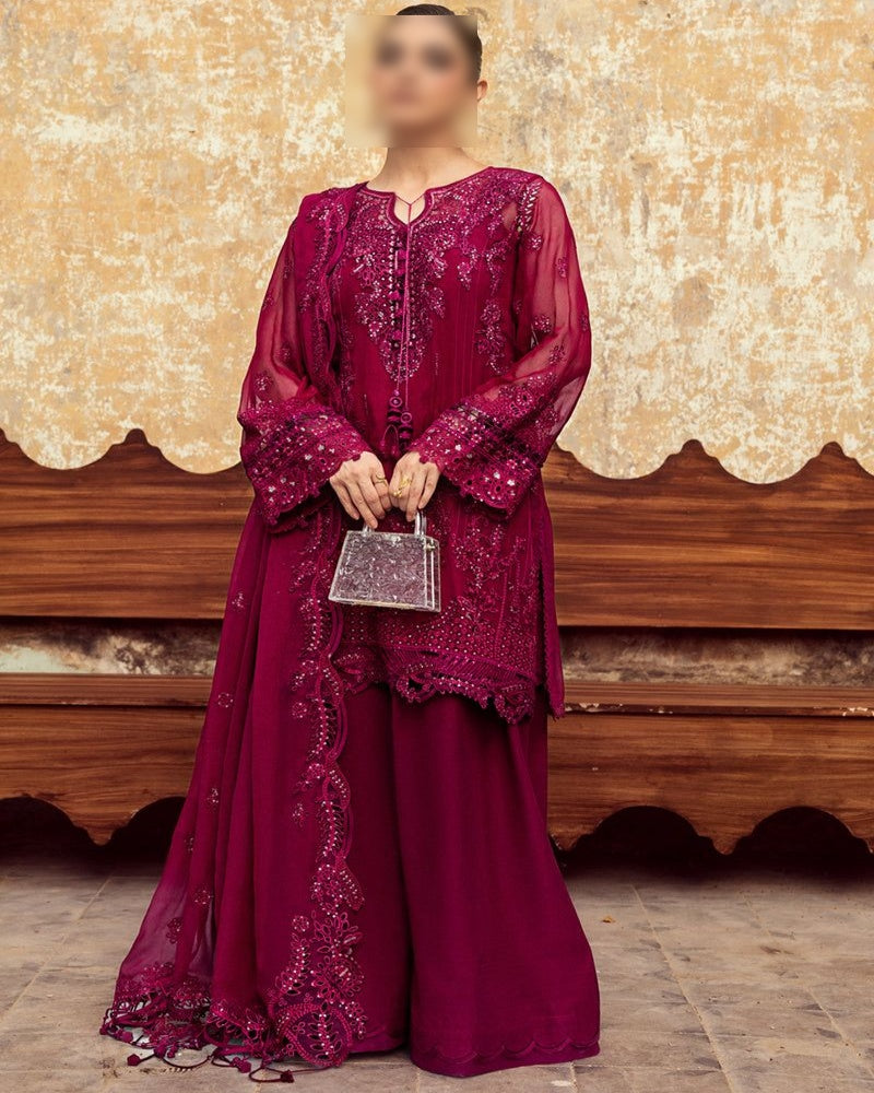 Luxury Chiffon Dress 2025 with Heavy Embroidery and Hand Adda Work
