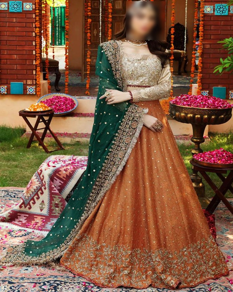 Bridal Maxi RUEDAD E SAHR – Blush Long Frock with Embroidery &amp; Handwork