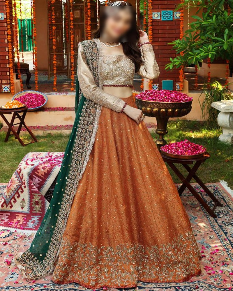 Bridal Maxi RUEDAD E SAHR – Blush Long Frock with Embroidery &amp; Handwork