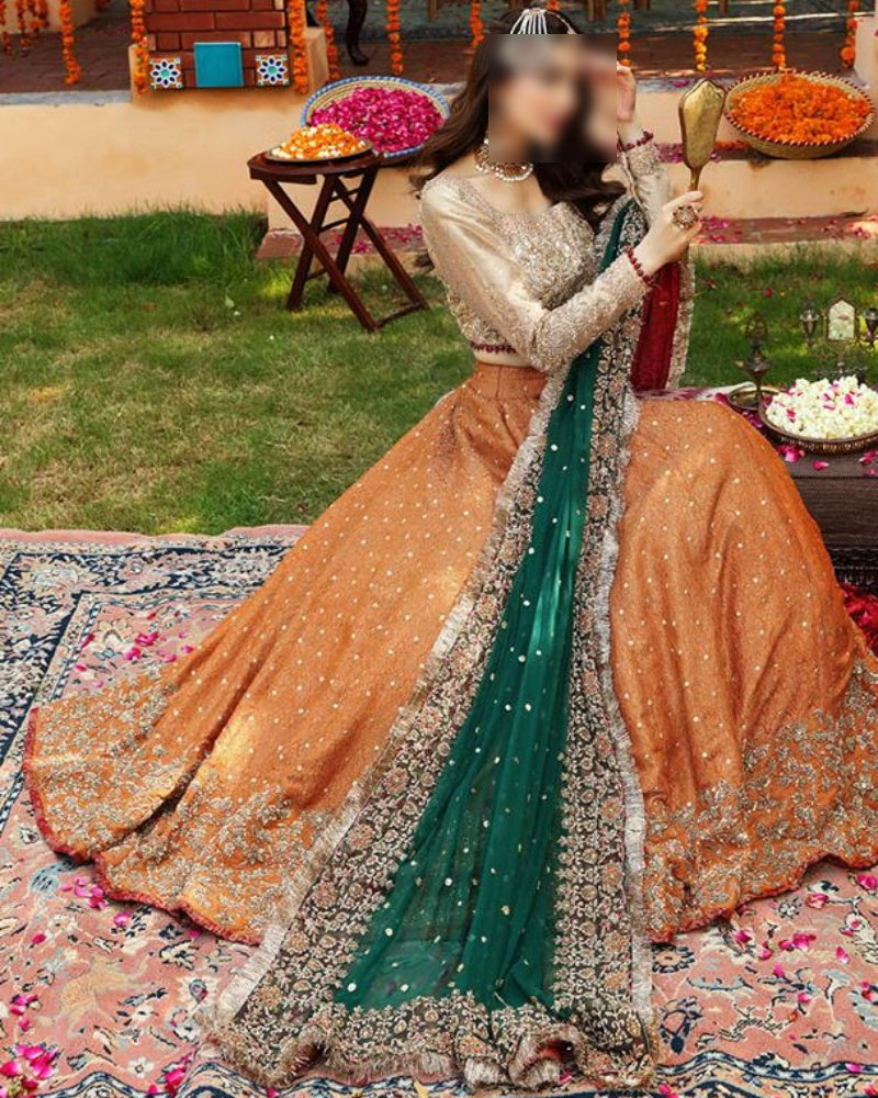 Bridal Maxi RUEDAD E SAHR – Blush Long Frock with Embroidery &amp; Handwork