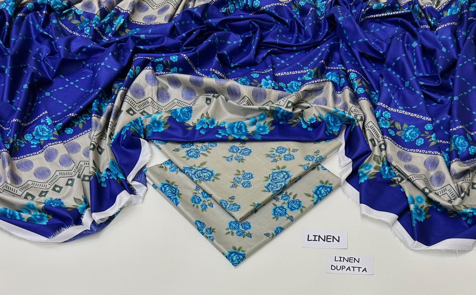 Linen 3Pc Winter Collection with allover digital print, printed trouser, digital dupatta – buyfromdanish.com