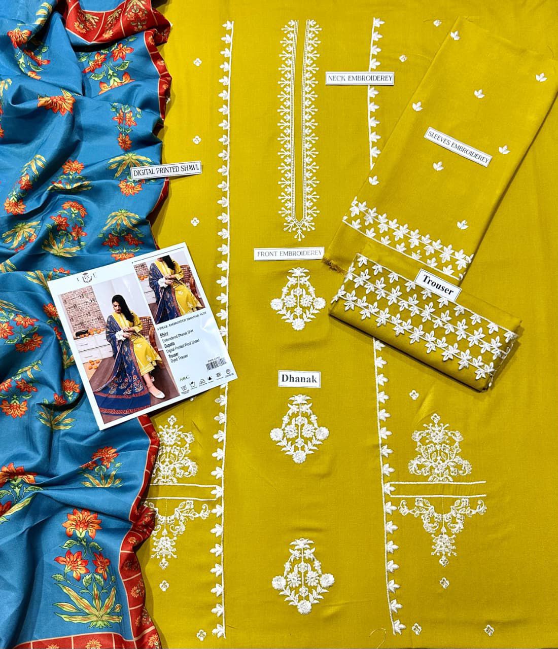 Airjet Dhanak Embroidered Winter Suit 3Pc